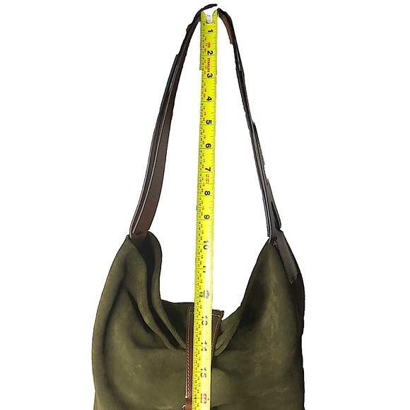 DOONEY BOURKE Olive Green Suede and Brown Leather Hobo Shoulder Bag NWOT - Picture 11 of 17